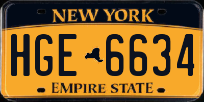 NY license plate HGE6634