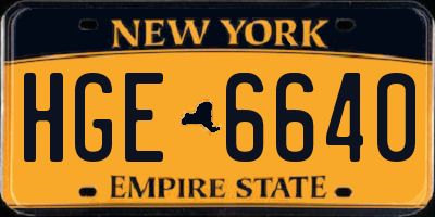 NY license plate HGE6640
