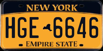 NY license plate HGE6646