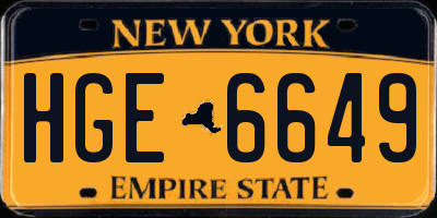 NY license plate HGE6649