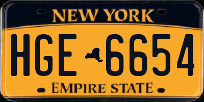 NY license plate HGE6654