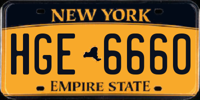 NY license plate HGE6660