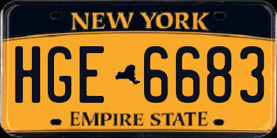 NY license plate HGE6683