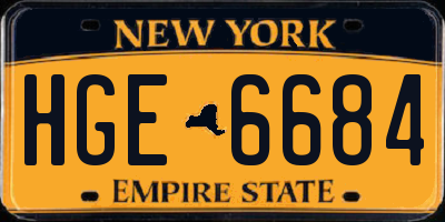 NY license plate HGE6684