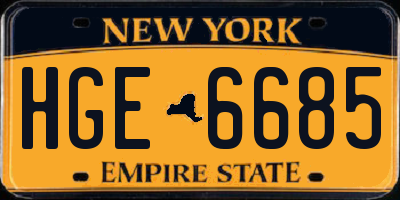 NY license plate HGE6685