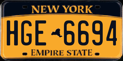 NY license plate HGE6694