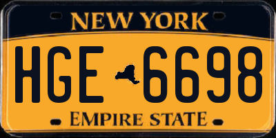 NY license plate HGE6698
