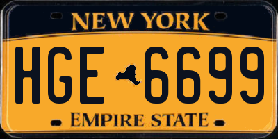 NY license plate HGE6699