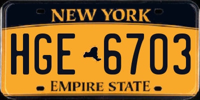 NY license plate HGE6703