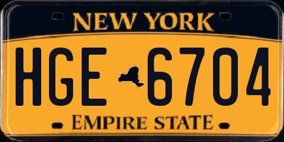 NY license plate HGE6704