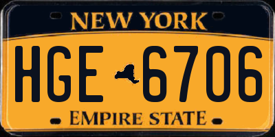 NY license plate HGE6706