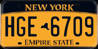 NY license plate HGE6709