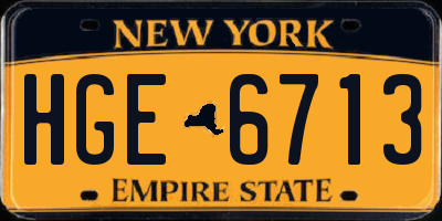 NY license plate HGE6713