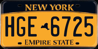 NY license plate HGE6725