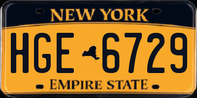 NY license plate HGE6729
