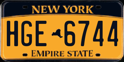 NY license plate HGE6744