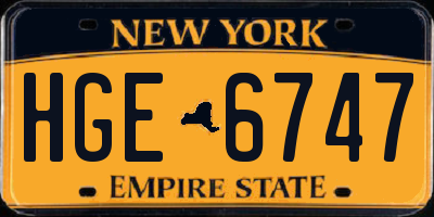 NY license plate HGE6747