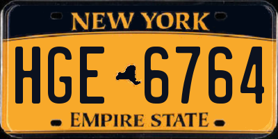 NY license plate HGE6764