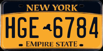 NY license plate HGE6784