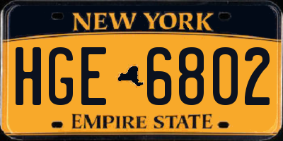 NY license plate HGE6802