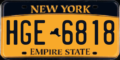 NY license plate HGE6818