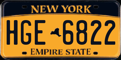 NY license plate HGE6822