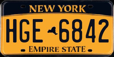 NY license plate HGE6842