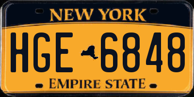 NY license plate HGE6848