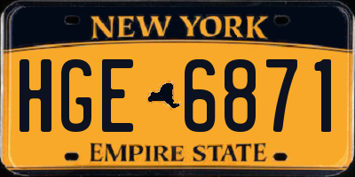 NY license plate HGE6871