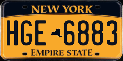 NY license plate HGE6883