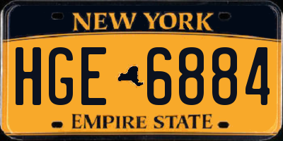 NY license plate HGE6884