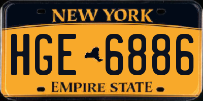 NY license plate HGE6886