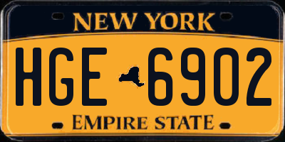 NY license plate HGE6902