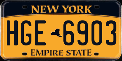 NY license plate HGE6903