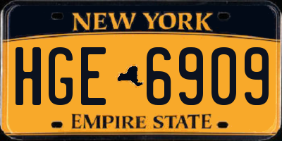 NY license plate HGE6909