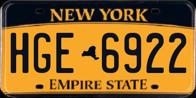 NY license plate HGE6922