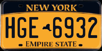 NY license plate HGE6932