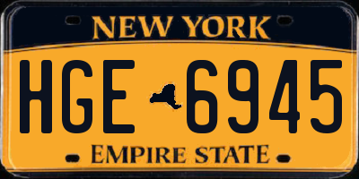 NY license plate HGE6945