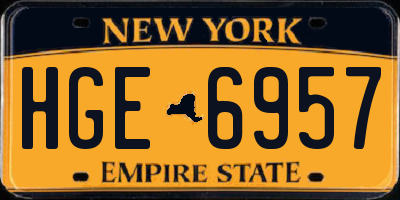NY license plate HGE6957