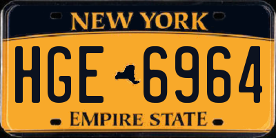 NY license plate HGE6964