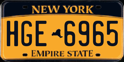 NY license plate HGE6965