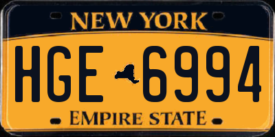 NY license plate HGE6994
