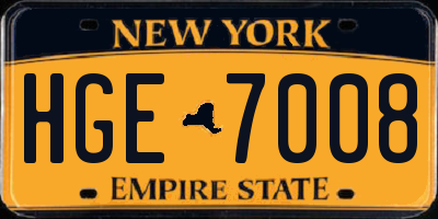 NY license plate HGE7008