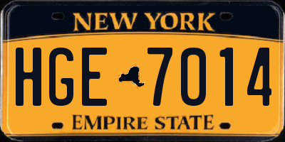 NY license plate HGE7014