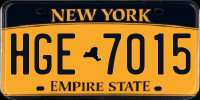 NY license plate HGE7015