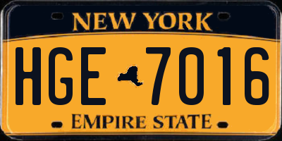 NY license plate HGE7016