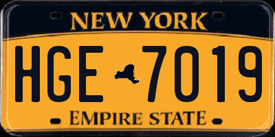 NY license plate HGE7019