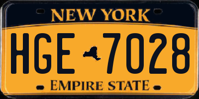 NY license plate HGE7028