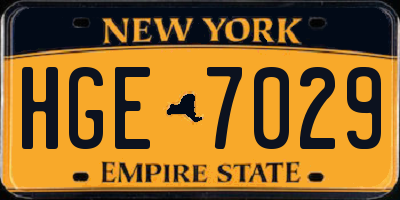 NY license plate HGE7029