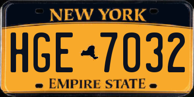 NY license plate HGE7032